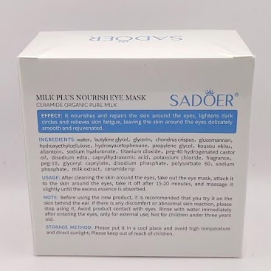 Sadoer Ceramide Milk Plus Nourish Eye Mask – Parches para Contorno de Ojos con Ceramidas (60 pzas / 30 pares)